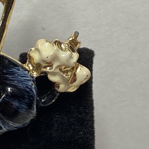 Vintage Poodle Brooch With Blue Umbrella & Rhinestone Eyes J0134 - Picture 16 of 16